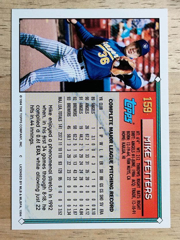 1994 Topps Gold #159 Mike Fetters