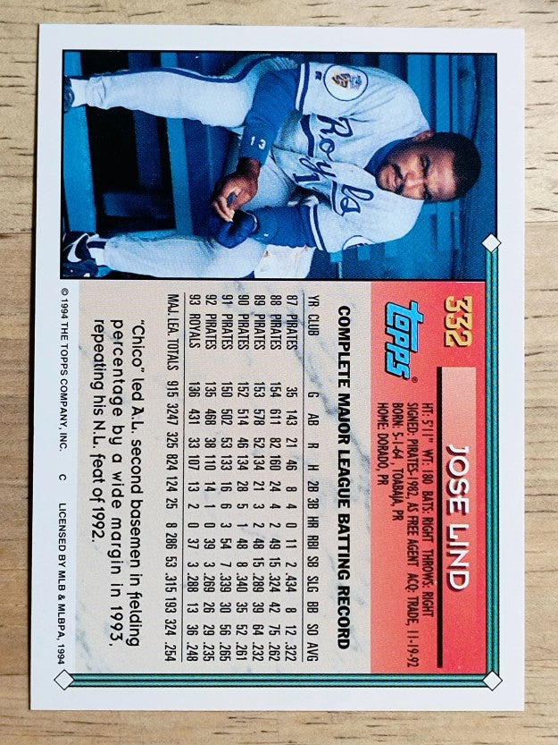 1994 Topps Gold #332 Jose Lind