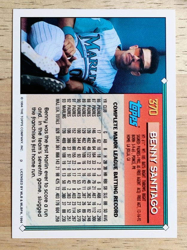 1994 Topps Gold #370 Benito Santiago