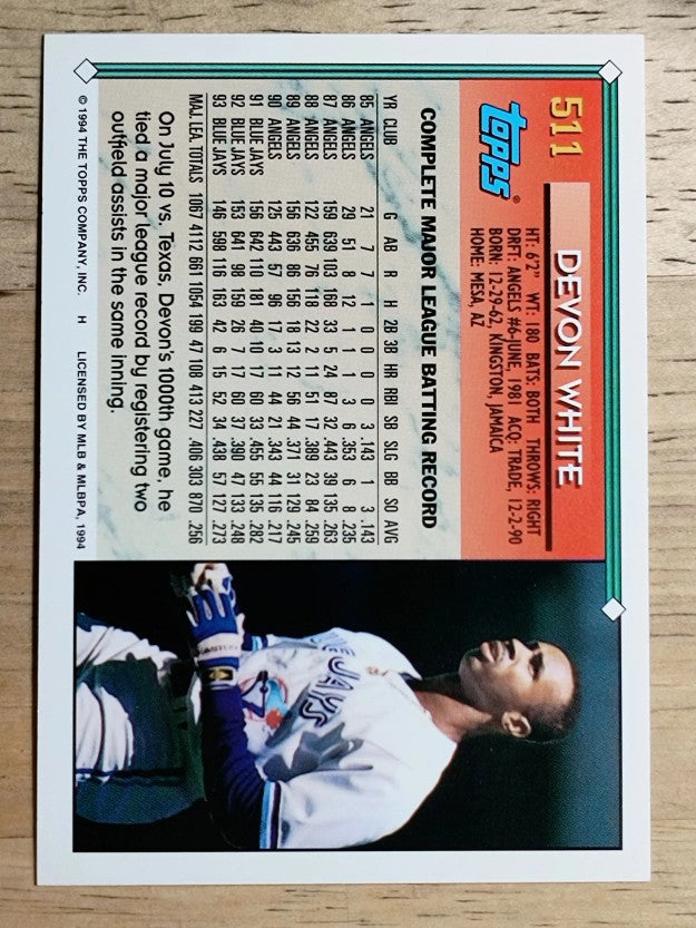 1994 Topps Gold #511 Devon White