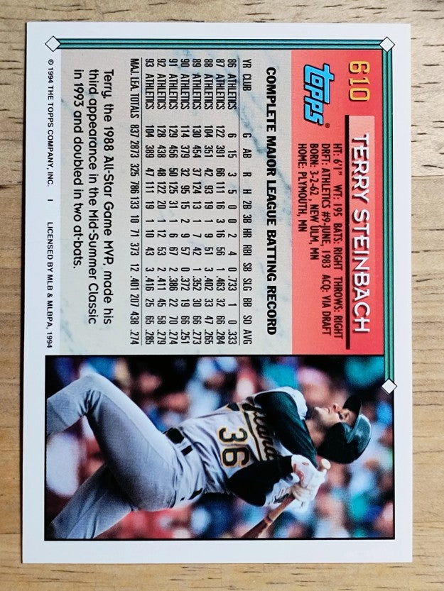 1994 Topps Gold #610 Terry Steinbach