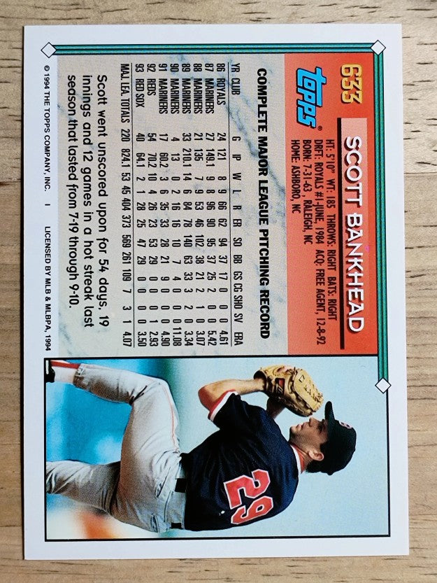 1994 Topps Gold #633 Scott Bankhead