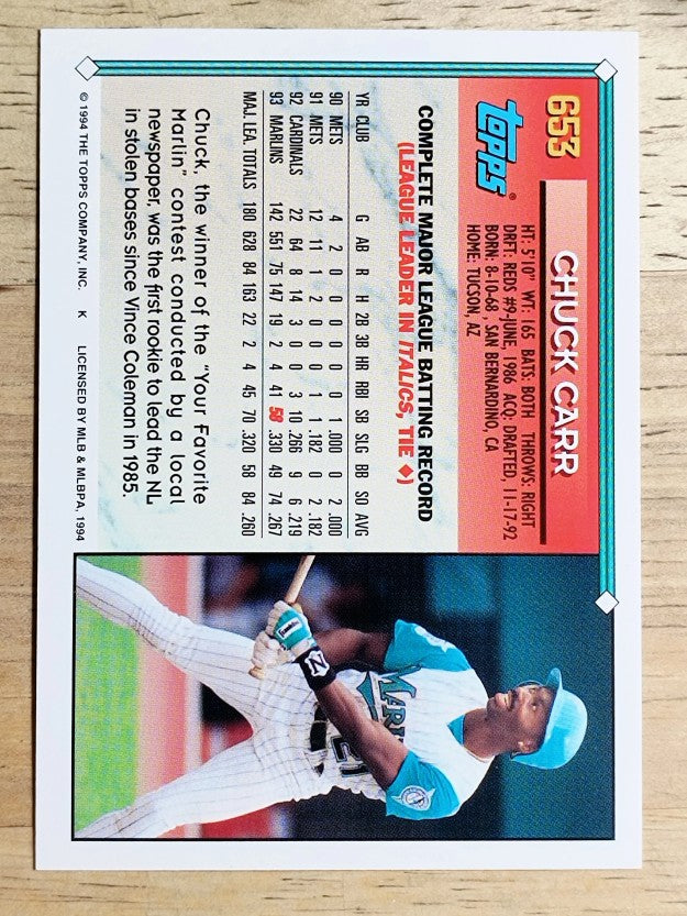 1994 Topps Gold #653 Chuck Carr