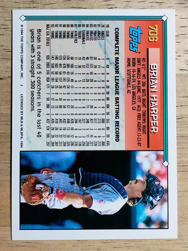 1994 Topps Gold #706 Brian Harper