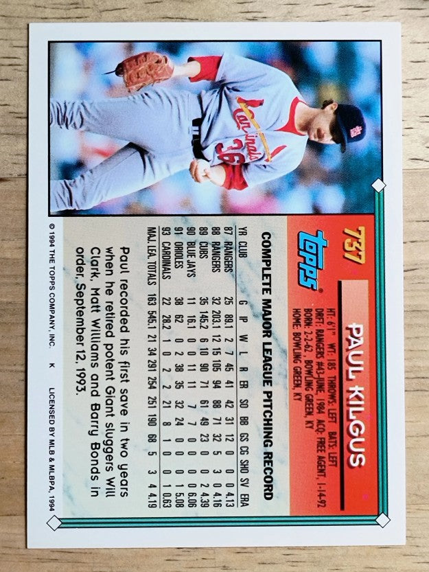 1994 Topps Gold #737 Paul Kilgus