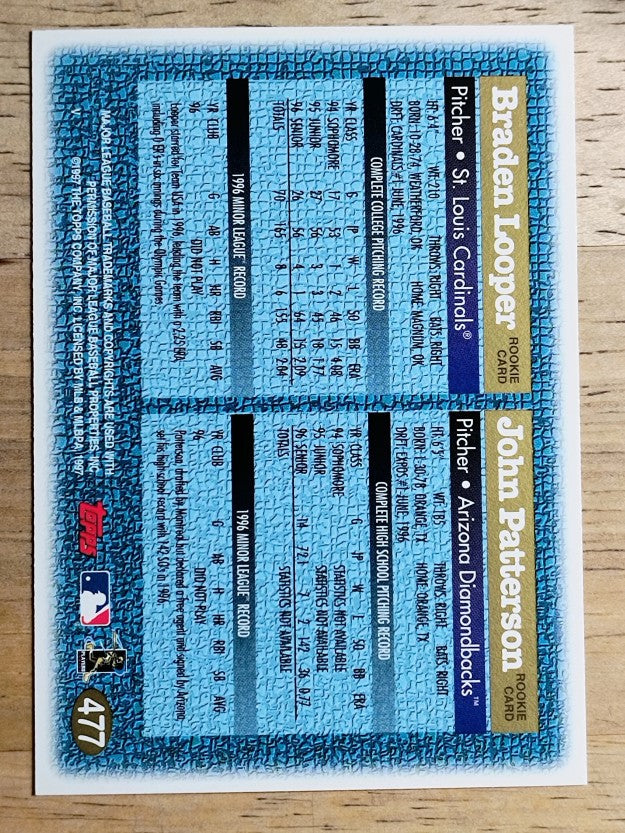 1997 Topps #477 John Patterson/Braden Looper RC