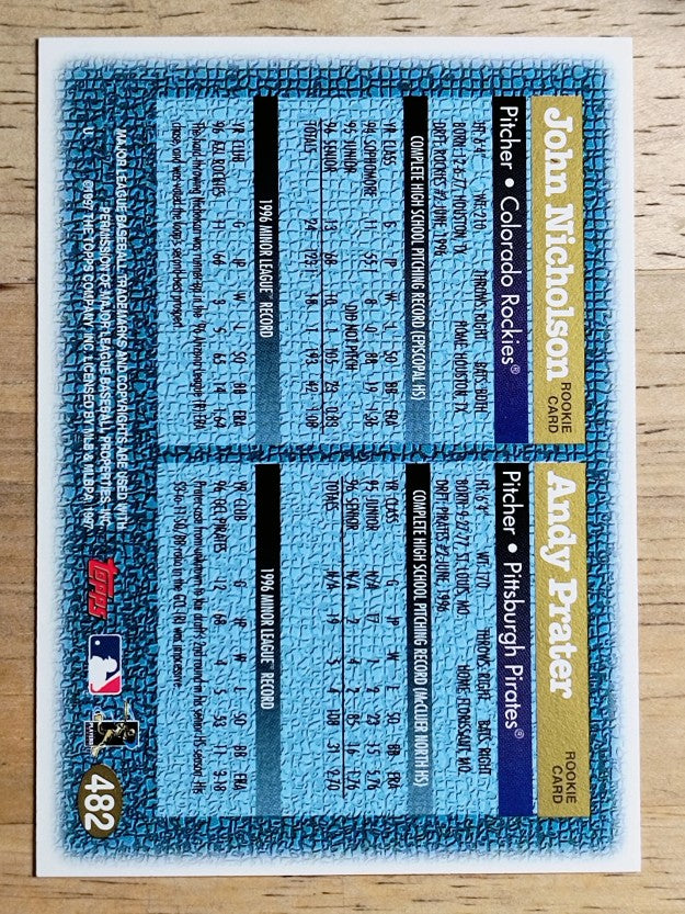 1997 Topps #482 John Nicholson/Andy Prater RC