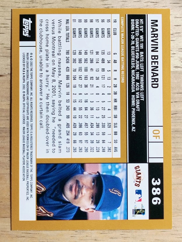 2002 Topps #386 Marvin Benard