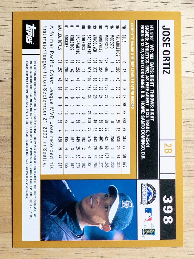 2002 Topps #398 Jose Ortiz