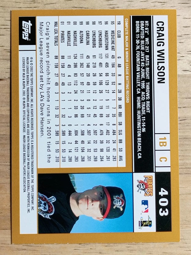 2002 Topps #403 Craig Wilson