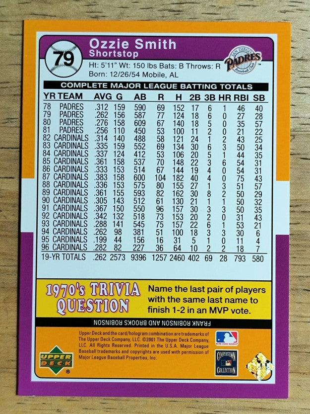 2001 Upper Deck Decade 1970's #79 Ozzie Smith