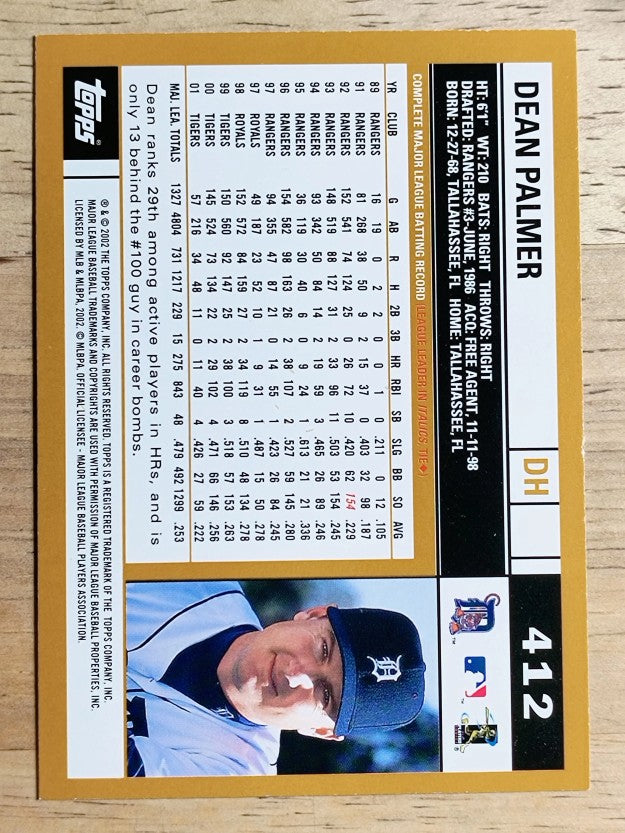 2002 Topps #412 Dean Palmer