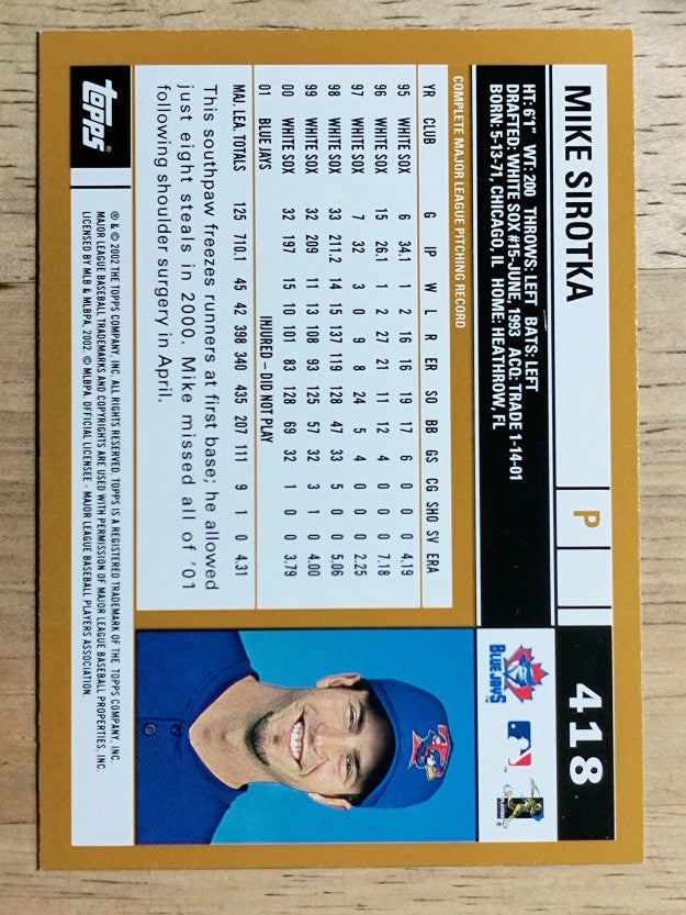2002 Topps #418 Mike Sirotka