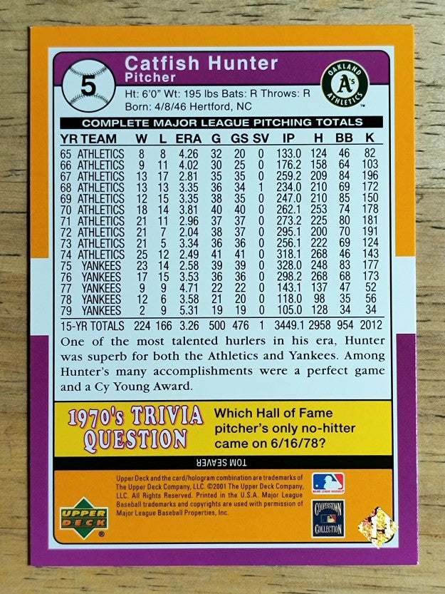 2001 Upper Deck Decade 1970's #5 Catfish Hunter