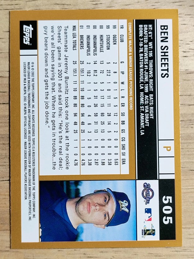 2002 Topps #505 Ben Sheets