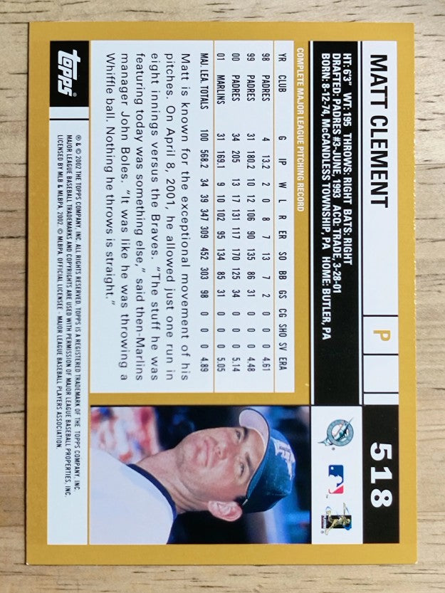 2002 Topps #518 Matt Clement