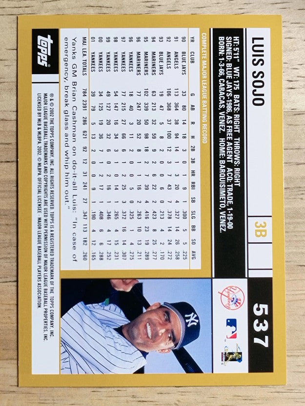 2002 Topps #537 Luis Sojo
