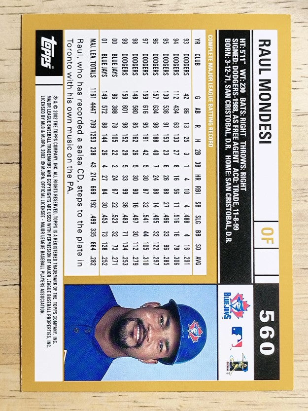 2002 Topps #560 Raul Mondesi