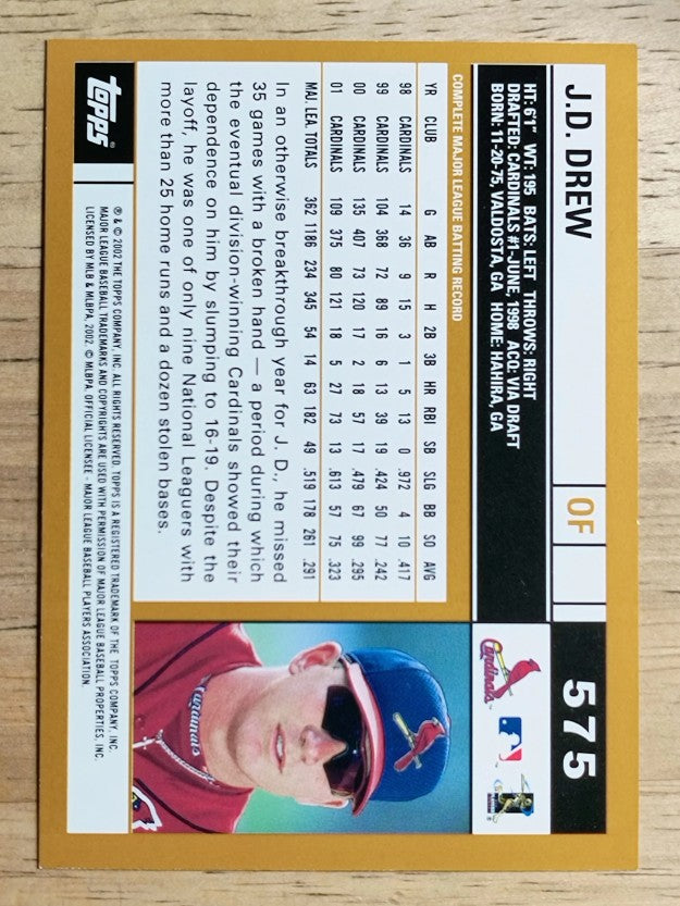 2002 Topps #575 J.D. Drew