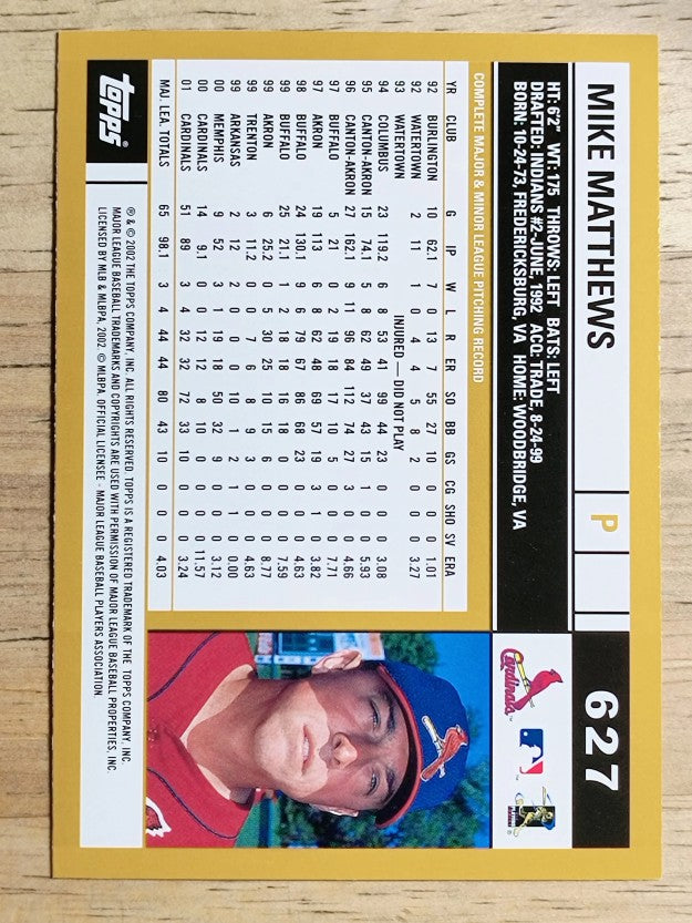 2002 Topps #627 Mike Matthews