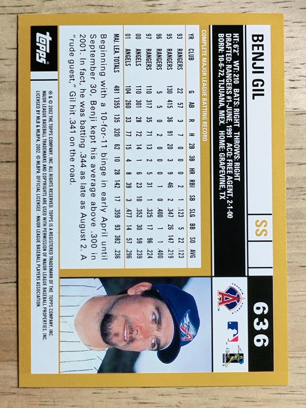 2002 Topps #636 Benji Gil