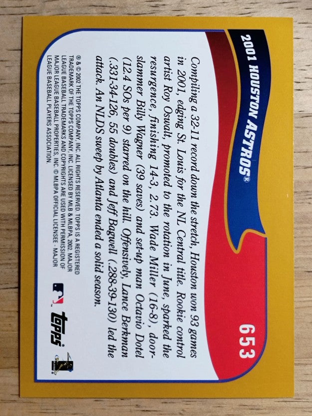 2002 Topps #653 Houston Astros TC