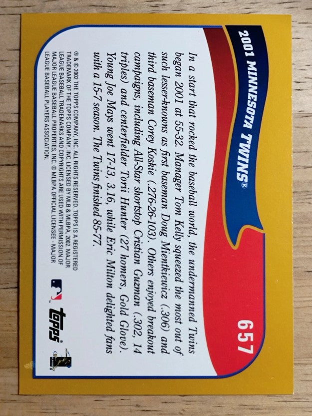 2002 Topps #657 Minnesota Twins TC