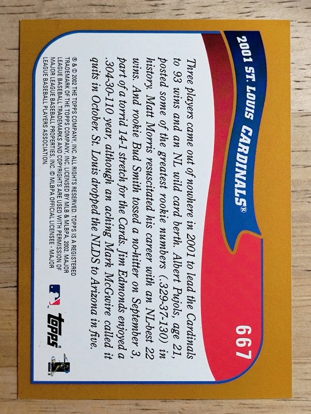 2002 Topps #667 St. Louis Cardinals TC