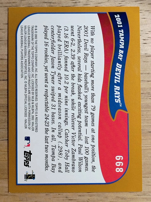 2002 Topps #668 Tampa Bay Devil Rays TC