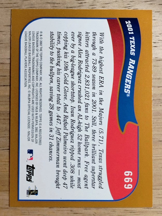 2002 Topps #669 Texas Rangers TC