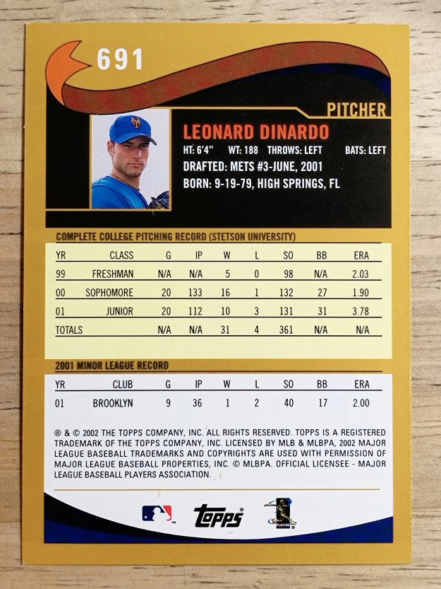 2002 Topps #691 Len Dinardo DP RC