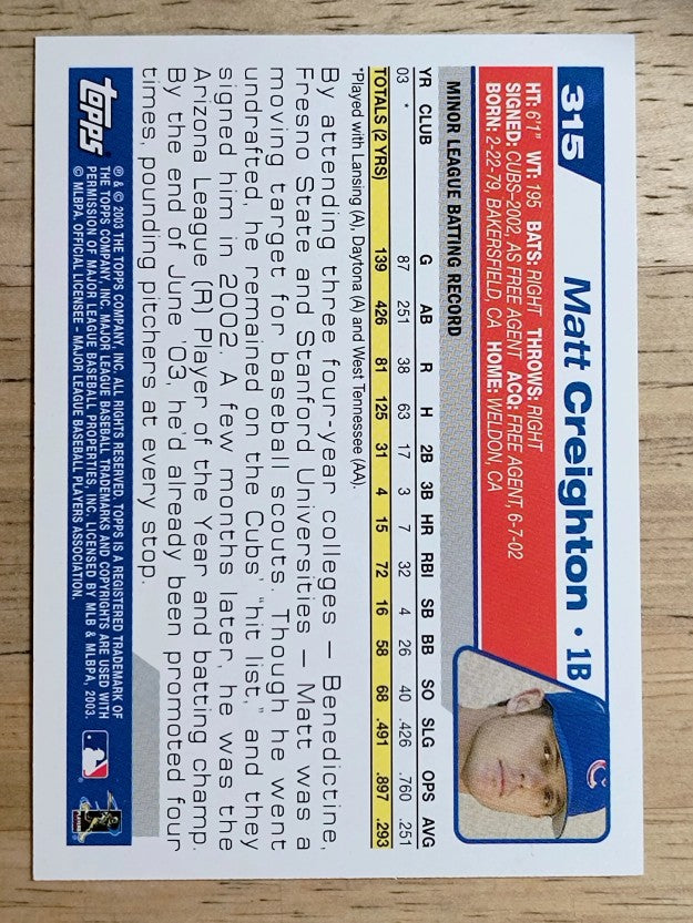 2004 Topps #315 Matt Creighton FY RC
