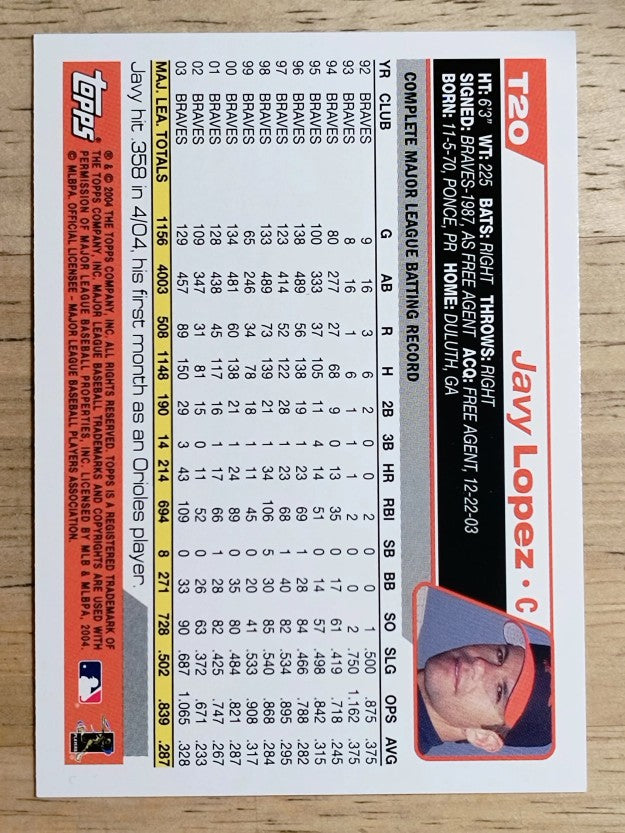 2004 Topps Traded #T20 Javy Lopez