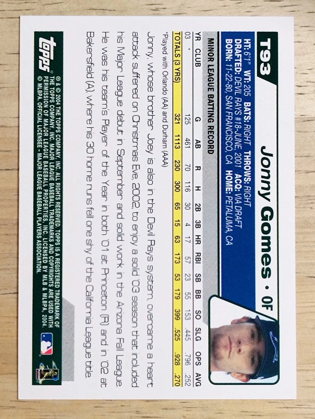 2004 Topps Traded #T93 Jonny Gomes PROS