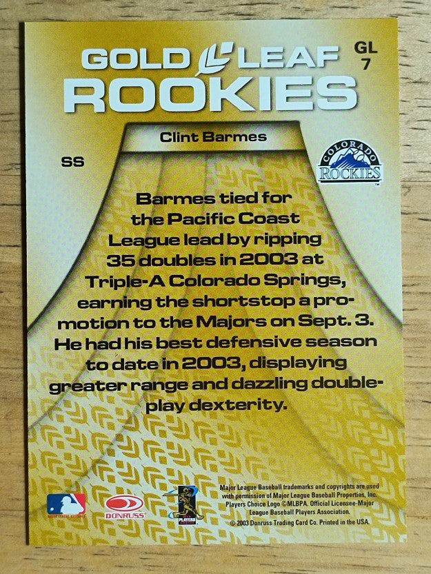 2004 Leaf Gold Rookies #7 Clint Barmes