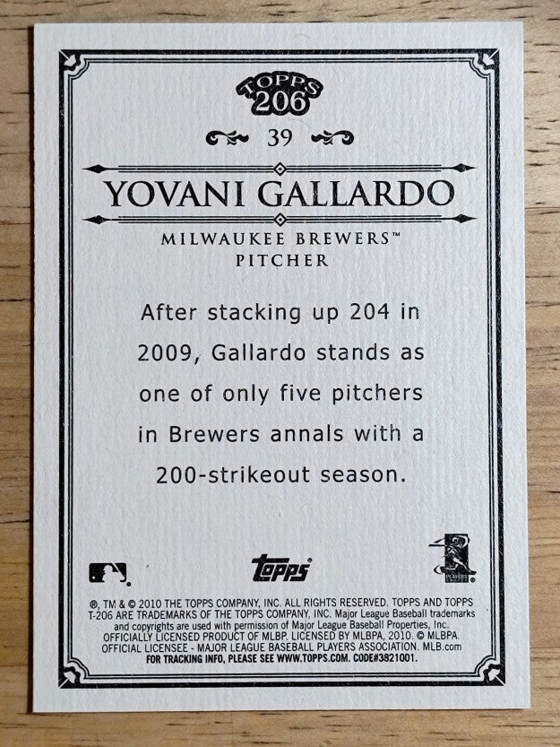 2010 Topps 206 #39 Yovani Gallardo