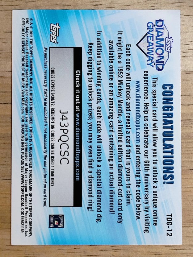 2011 Topps Diamond Giveaway #TDG12 Mike Schmidt