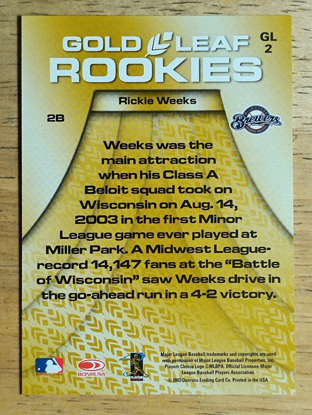 2004 Leaf Gold Rookies #2 Rickie Weeks