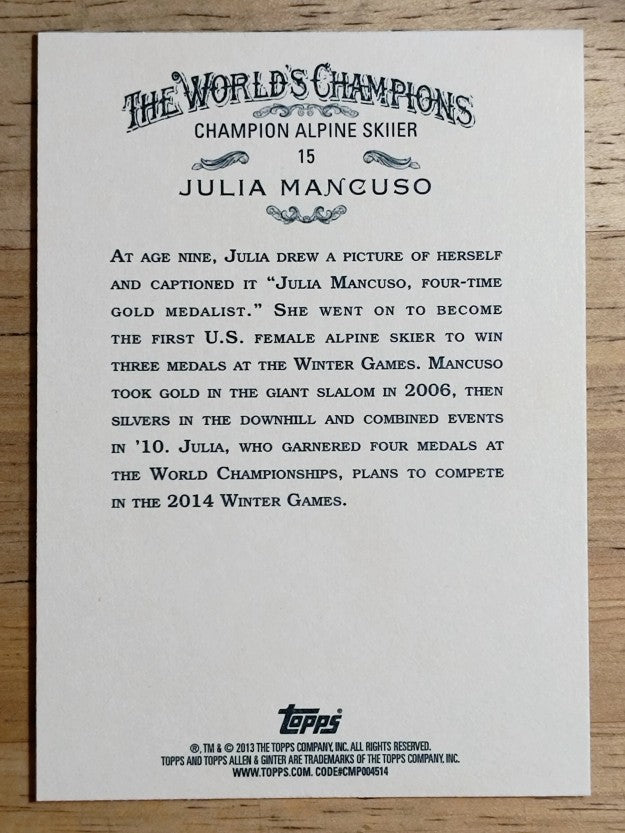 2013 Topps Allen and Ginter #15 Julia Mancuso