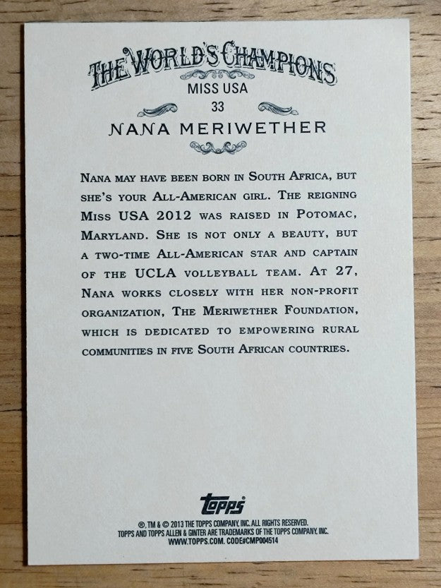 2013 Topps Allen and Ginter #33 Nana Meriwether