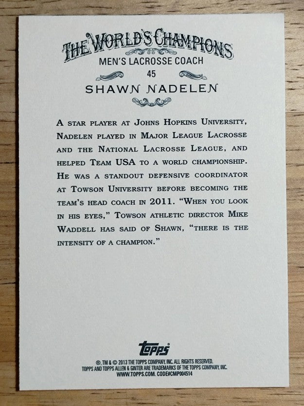 2013 Topps Allen and Ginter #45 Shawn Nadelen