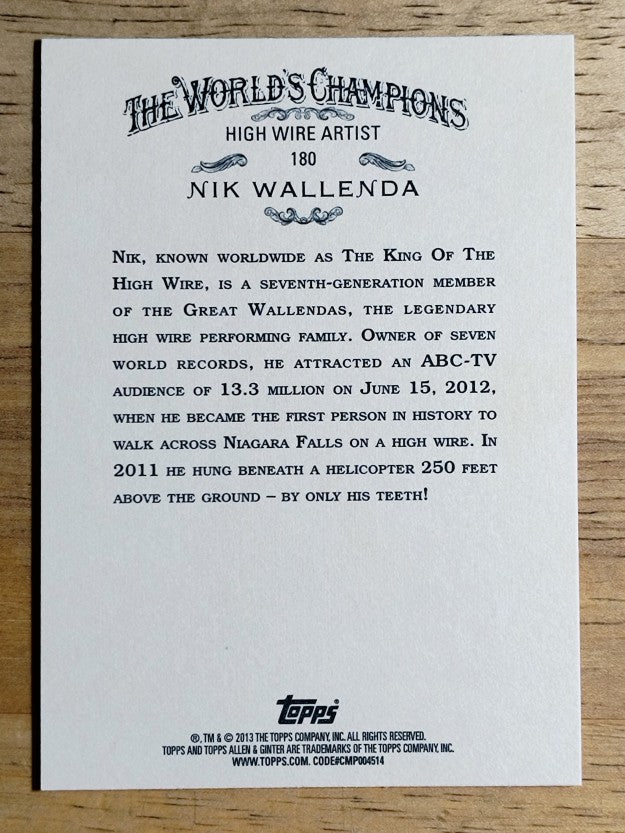 2013 Topps Allen and Ginter #180 Nik Wallenda
