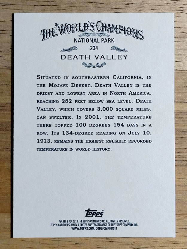 2013 Topps Allen and Ginter #234 Death Valley