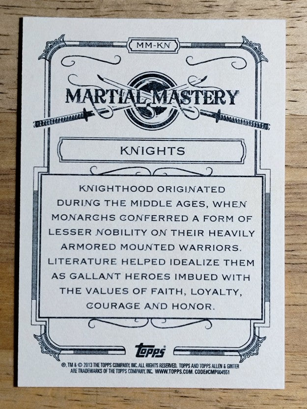 2013 Topps Allen and Ginter Martial Mastery #KN Knights