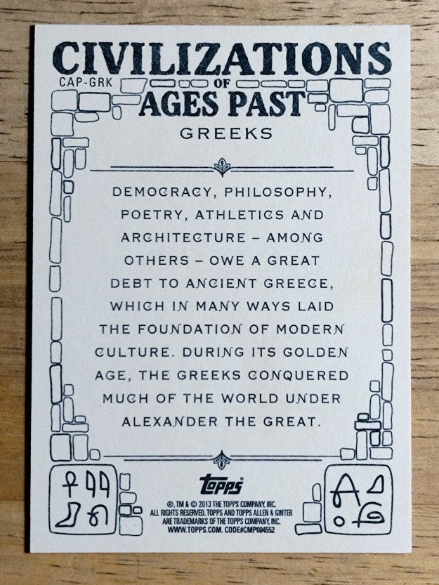 2013 Topps Allen and Ginter Civilizations of Ages Past #GRK Greeks