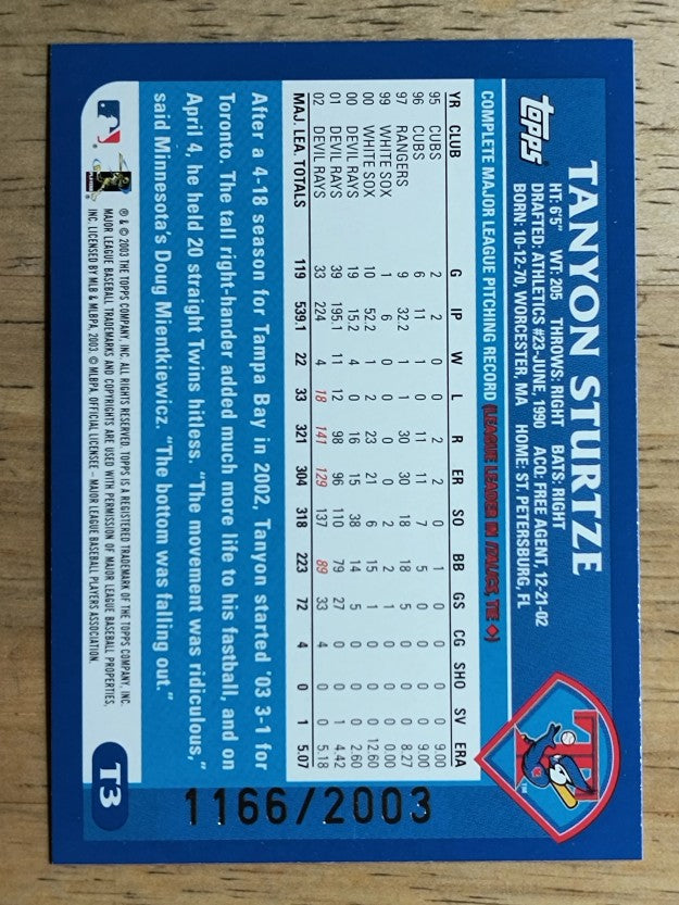 2003 Topps Traded Gold #T3 Tanyon Sturtze