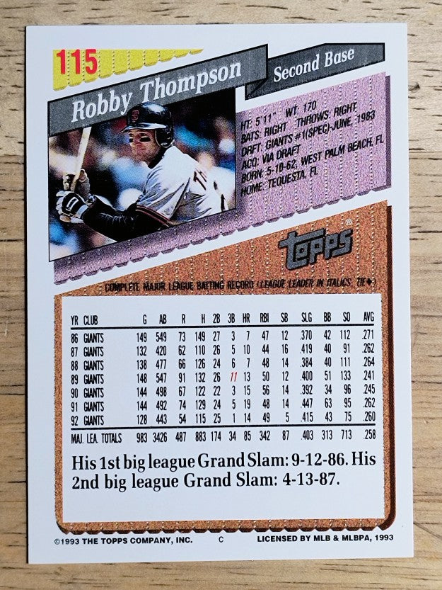 1993 Topps Gold #115 Robby Thompson