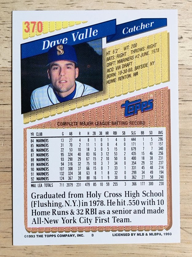1993 Topps Gold #370 Dave Valle