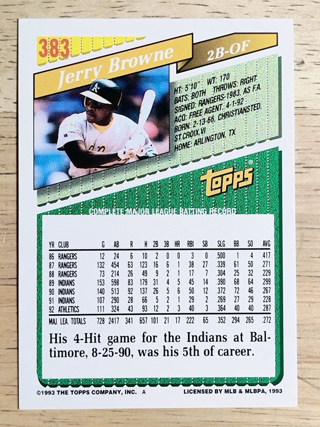 1993 Topps Gold #383 Jerry Browne