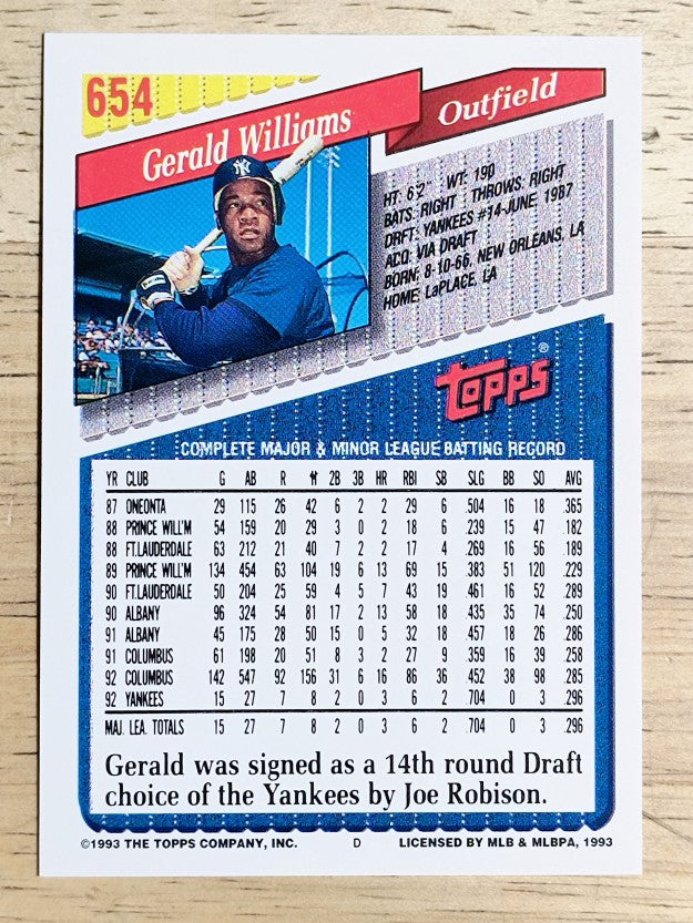 1993 Topps Gold #654 Gerald Williams